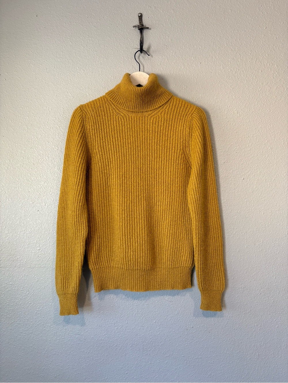 Lardini Mustard Wool Blend Chunky Knit Turtleneck Sweater size small